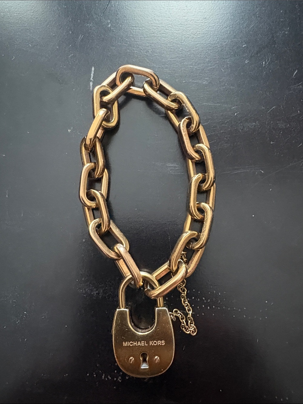 Michael Kors Rose Gold Padlock Link Chain Bracelet